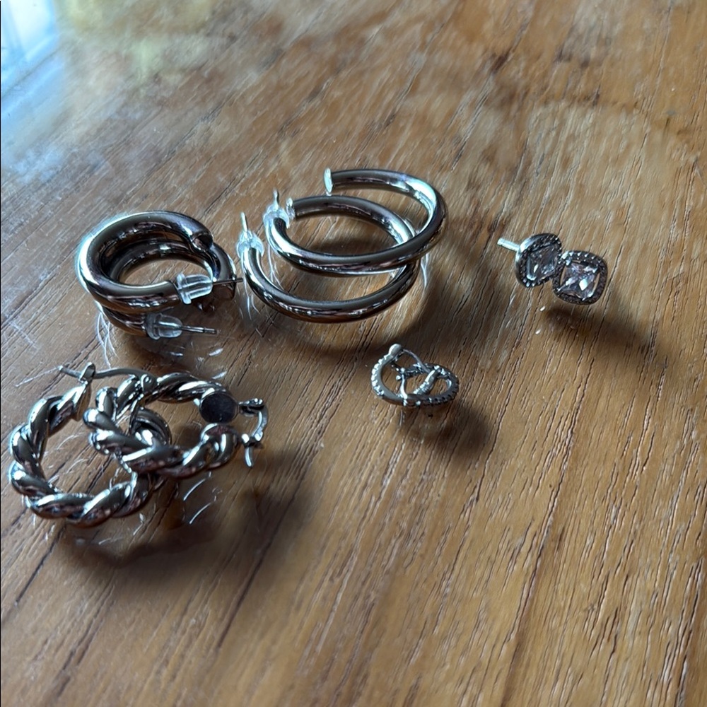 Silver Hoop and Stud Earring Set